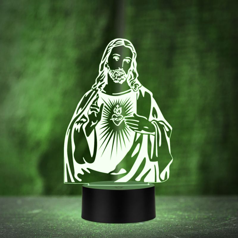 3D Illusion Jesus Led Night Lamp Multicolored Light Festival Gift For Christian Friend